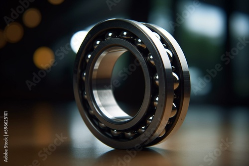 A bearing with a round, rolling element inside for reducing friction between two surfaces. Generative AI