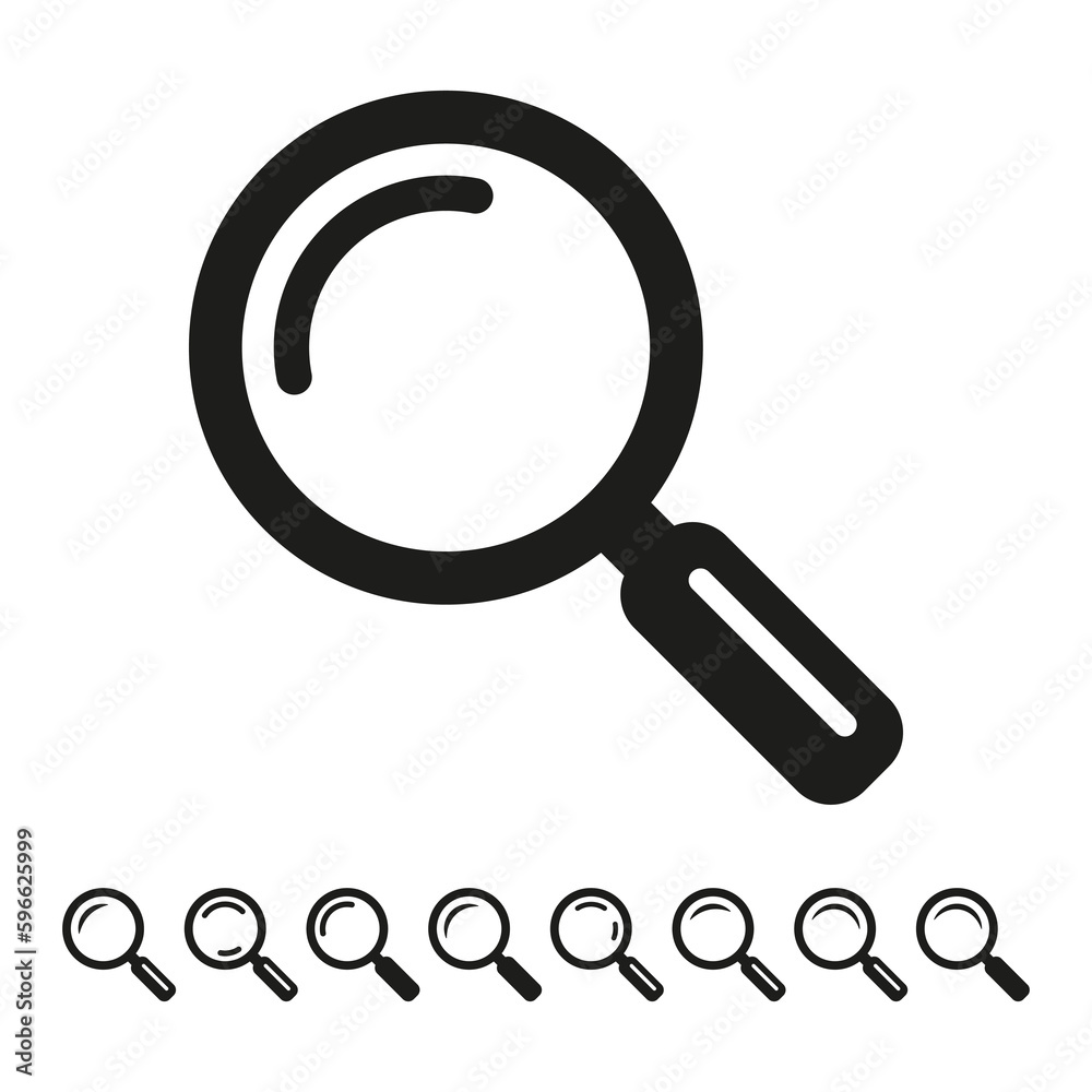 Magnifying glass icon. Search icon, vector magnifier or loupe sign. Magnifying glass icon. Search icon, vector magnifier or loupe sign.