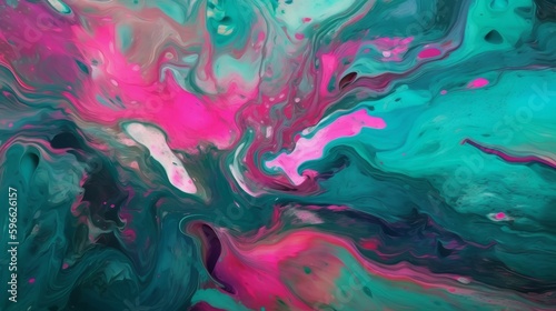 Impressionistic teal and pink modern abstract background. Generative ai