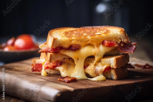 Close up of toast with melted cheese.