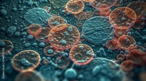 Microscopic View of Cells Under the Microscope. Generative ai