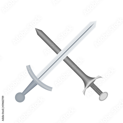Two swords middle ages weapon fight. vector image