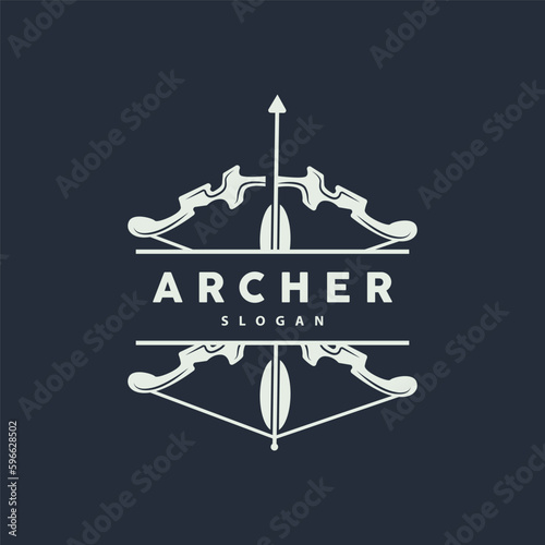 Archer Logo, Archery Arrow Vector, Elegant Simple Minimalist Design, Icon Symbol Illustration Template