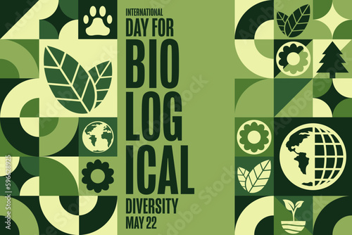 International Day for Biological Diversity. May 22. Holiday concept. Template for background, banner, card, poster with text inscription. Vector EPS10 illustration.