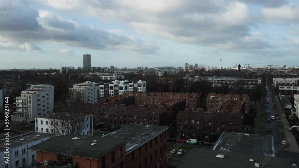 Berlin City with drone. Cloudy sky panorame shot. Berlin City with drone. Cloudy sky panorame shot.