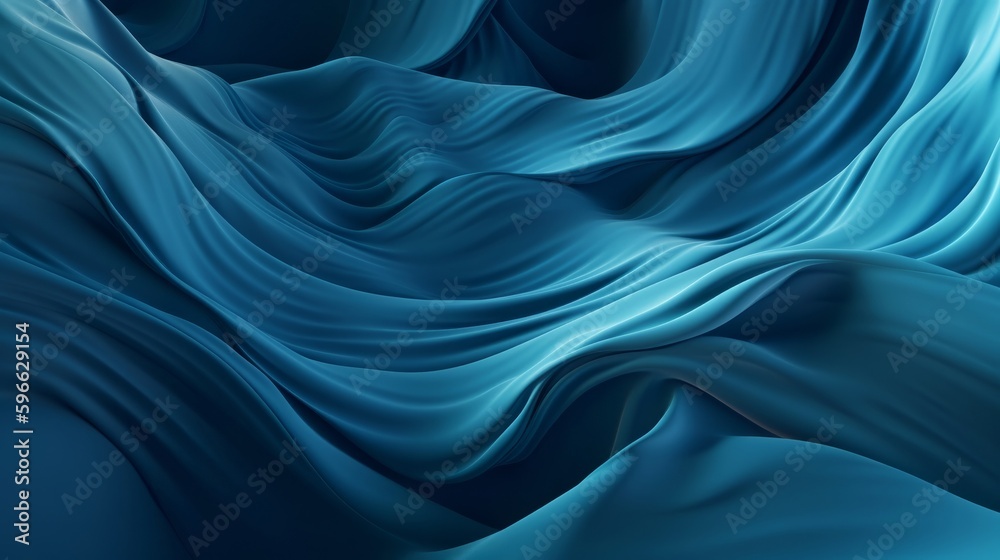 Obraz premium Digital dynamic cyber wave. Abstract futuristic blue background with dots and lines. Big data visualization. 3D rendering. Generative ai