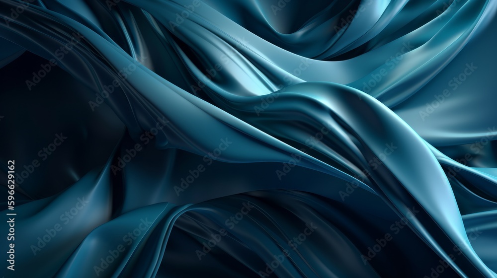 Obraz premium Digital dynamic cyber wave. Abstract futuristic blue background with dots and lines. Big data visualization. 3D rendering. Generative ai