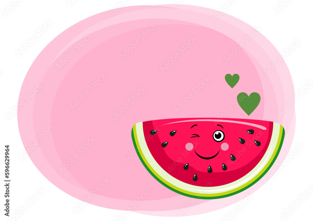 Funny watermelon slice with blank label background Funny watermelon slice with blank label background