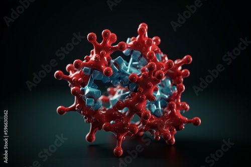Three-dimensional molecule of HIV-1 protease. Generative AI photo