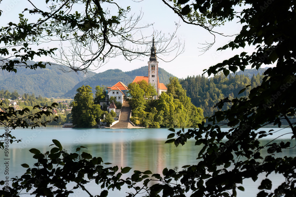 Obraz premium View on lake Bled in Slovenia