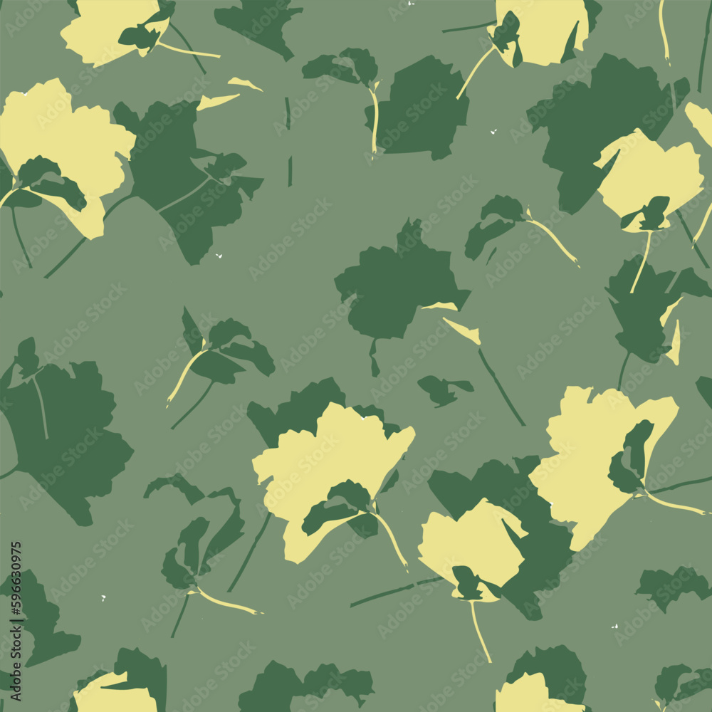 seamless hand drawn two tone backyard flower pattern background