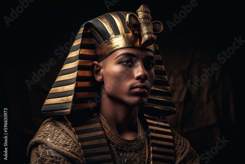 Papier peint Portrait of young tutankhamun. Generate Ai