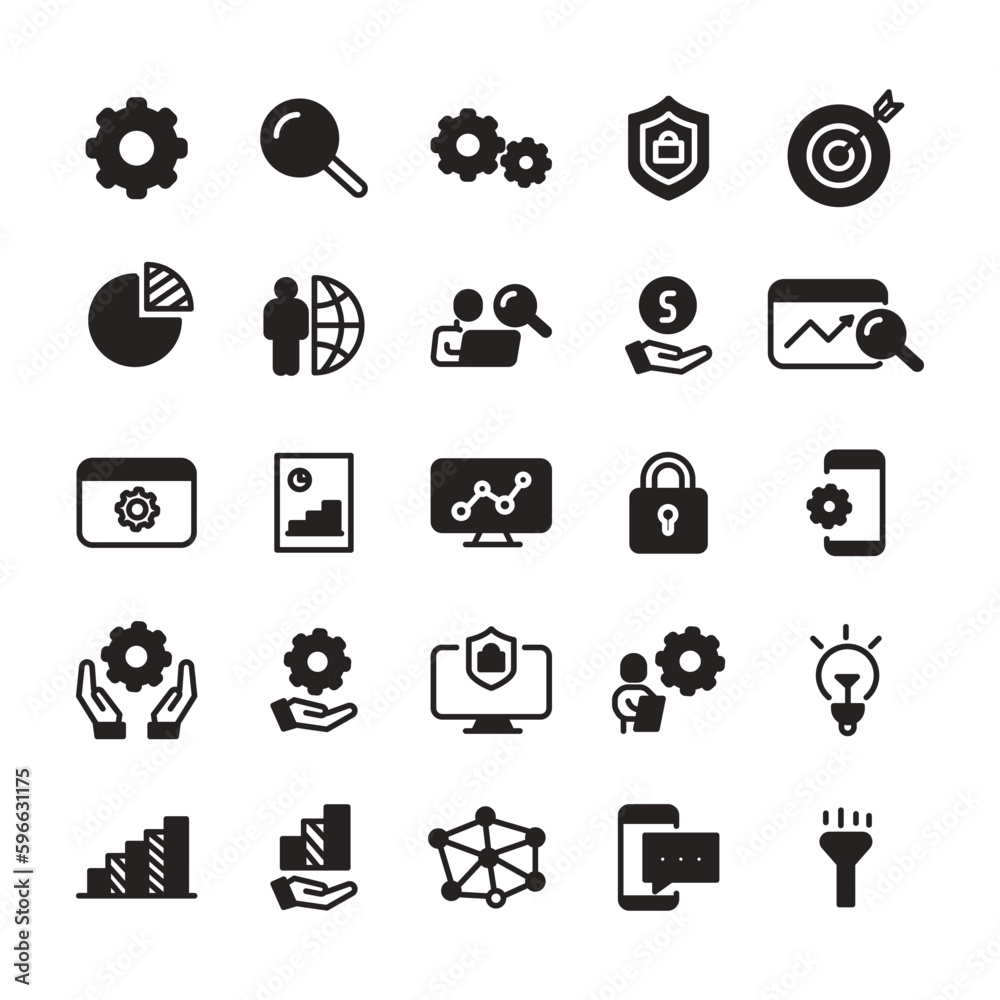 set icon glyph data processing set icon glyph data processing