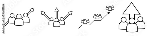 Team growth icon vector set. development illustration sign collection. audience symbol. customer logo.