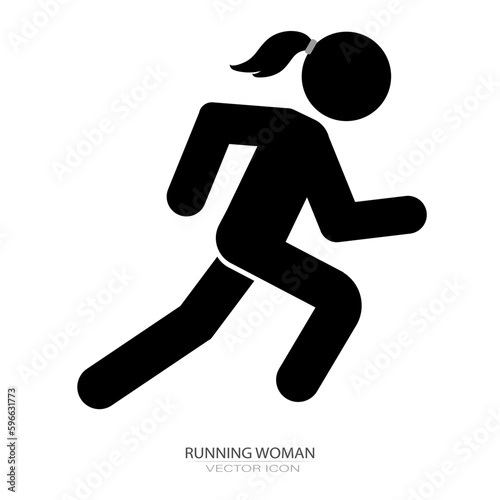 running woman icon on white background, fitness, sport.