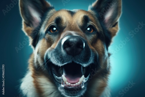Smiling dog closeup. Generate Ai