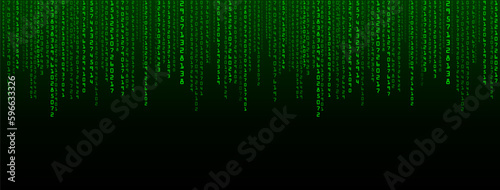 Matrix background. Cyber security with binary code. Rapidly falling randomly white numbers. Decoding algorithms hacked software. Big data visualization.