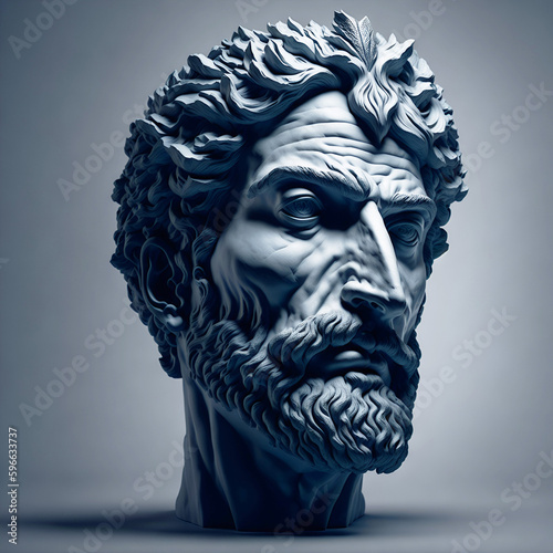 Greek god face sculpture