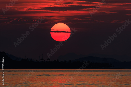 Big sun on sunset in Koh Samui,Thailand