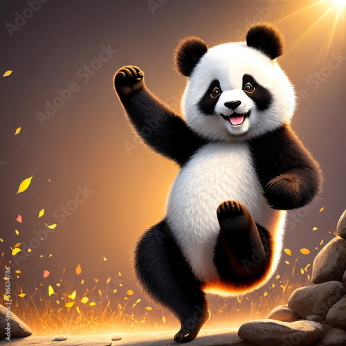 dancing  panda bear  colorful vibrance painting with generative AI technology