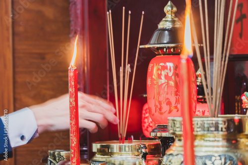 incense sticks in a buddhist temple