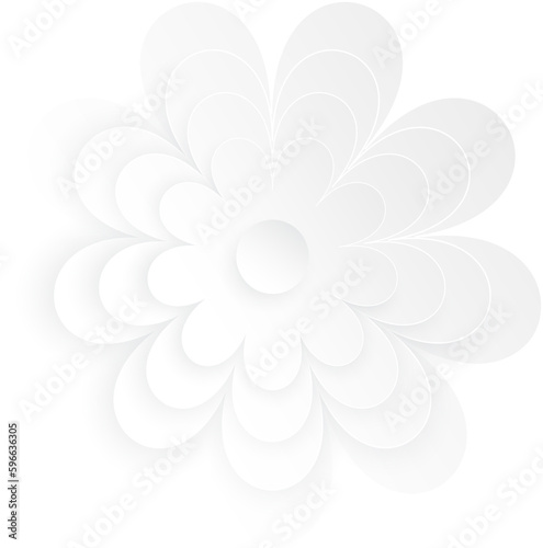 White Flower  Element of floral paper cut. Paper cut of flower shape. Icon of valentine day  gift  ornament  love and spring symbol. Illustration of floral.