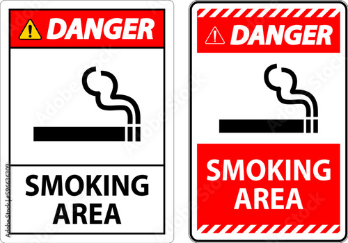 Sign showing allowed smoking area spots On White Background