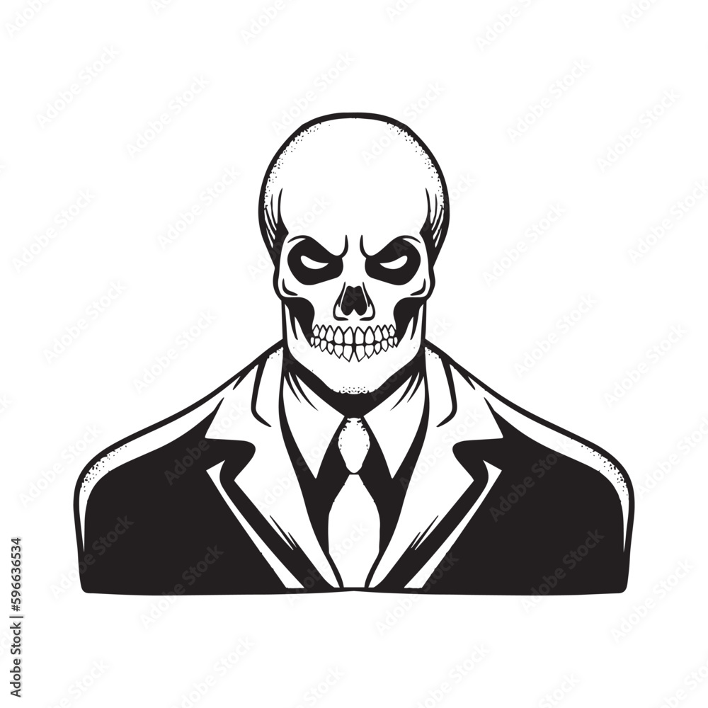 A skull with a suit and tie.