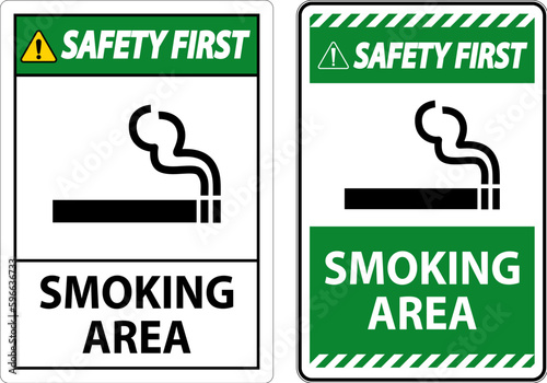 Sign showing allowed smoking area spots On White Background