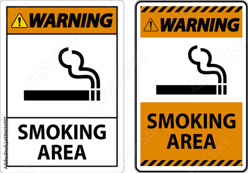 Sign showing allowed smoking area spots On White Background