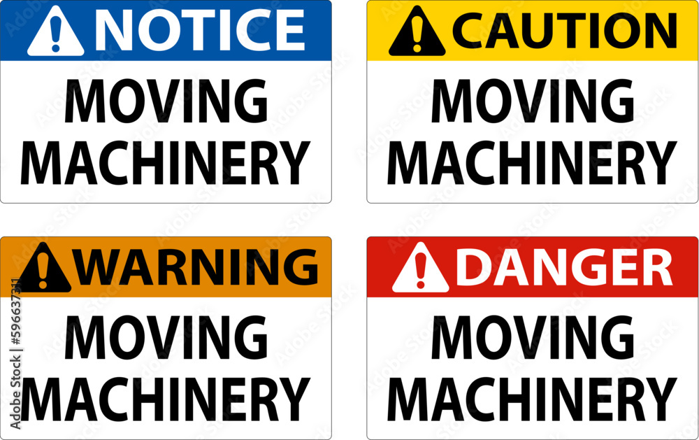 Danger Moving Machinery Sign On White Background Danger Moving Machinery Sign On White Background