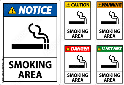 Sign showing allowed smoking area spots On White Background