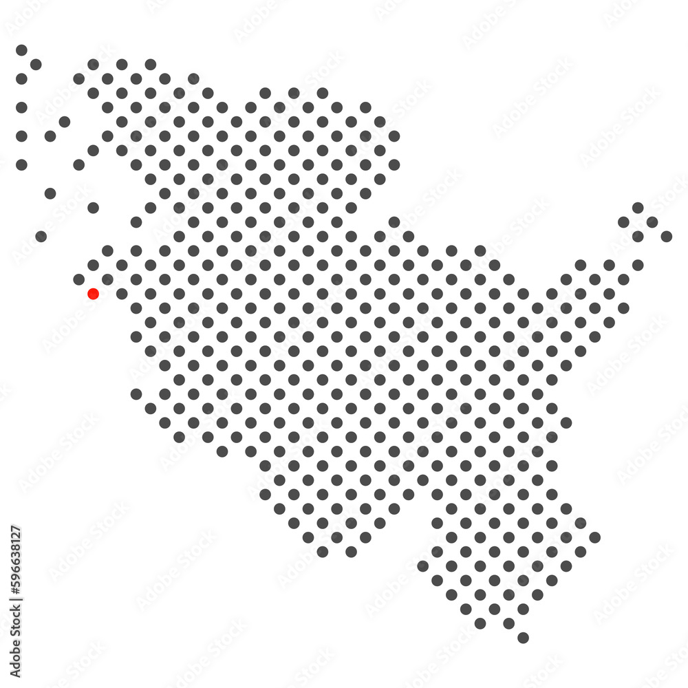 Sankt Peter-Ording im Bundesland Schleswig-Holstein: Karte aus dunklen Punkten mit roter Markierung