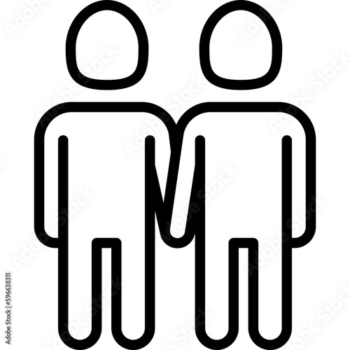 Couple of gays holding hands each other thin icon. Modern vector illustration.