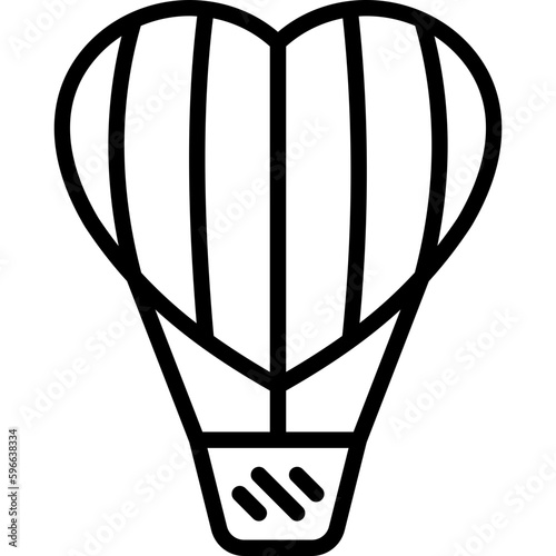 LGBTQ+ support thin line icon: aerostat with balloon in heart shape. Modern vector illustration.