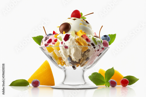 Eisbecher Eis Softeis Früchte Sahne Früchte Schokolade Essen Waffel