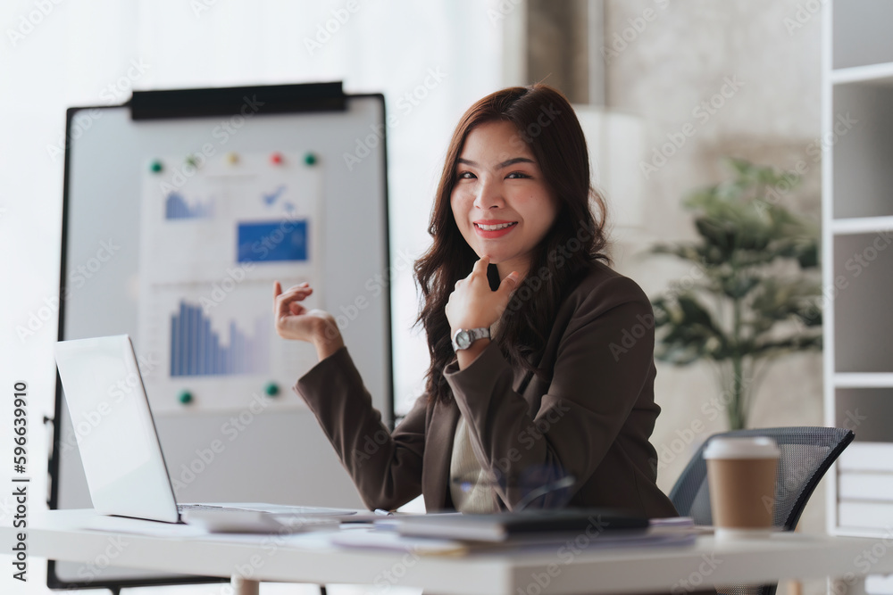 Accountant woman working on laptop and do document, tax, exchange, research, accounting and Financial advisor concept Accountant woman working on laptop and do document, tax, exchange, research, accounting and Financial advisor concept