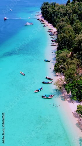 view at the beach of Koh Kradan island in Thailand, aerial view over Koh Kradan Island Trang photo