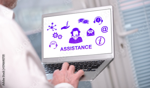 Assistance concept on a laptop screen