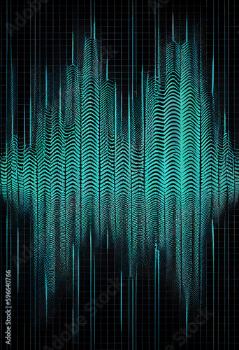 Audio soundwave scope signal as an abstract background depicting a sampled music sound wave frequency in a recording studio showing its amplitude, computer Generative AI stock illustration image