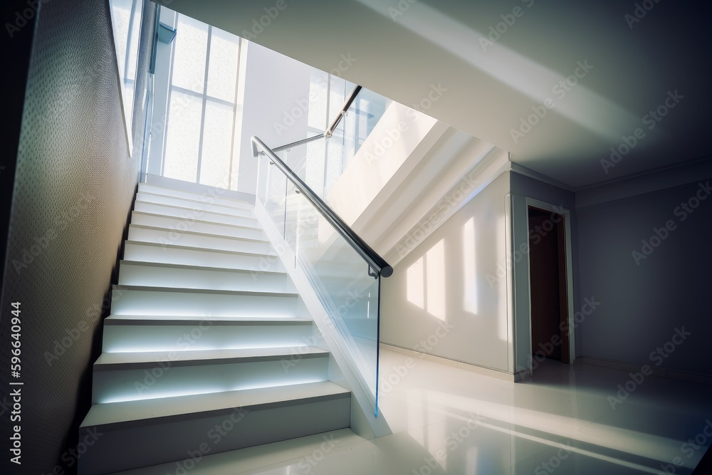 Fototapeta premium Modern stylish stairway. Generate Ai