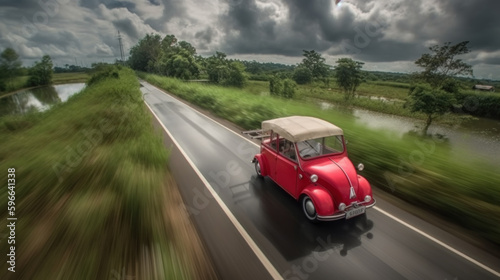 Car at high speed, motion blur created with generative AI technology