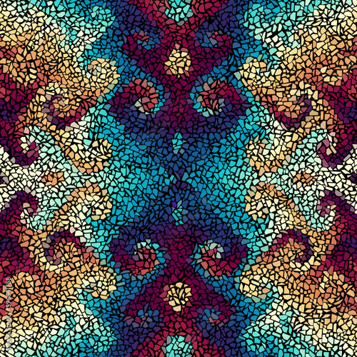 Vector seamless mosaic art pattern. Art background.