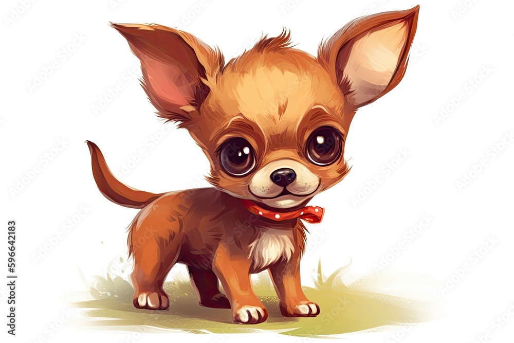 Fototapeta premium cute brown dog accessorized with a red bow tie. Generative AI