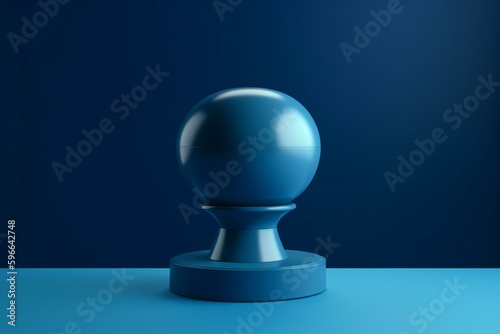 3D rendering of blue pedestal on blue background for presentation. Generative AI