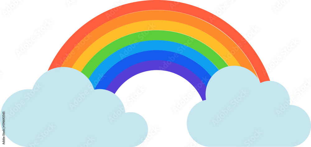 Color rainbow with clouds. Vector Illustration.