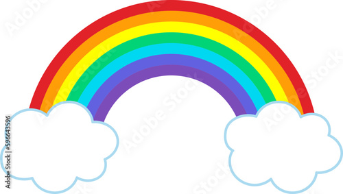 Color rainbow with clouds. Vector Illustration.