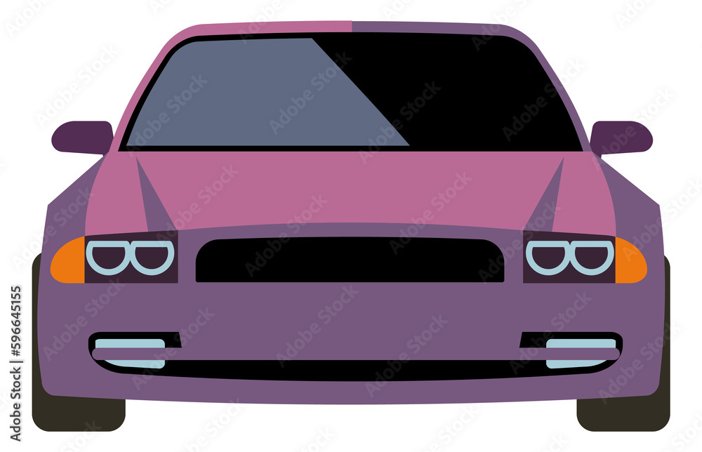 Car front view. Cartoon family auto icon