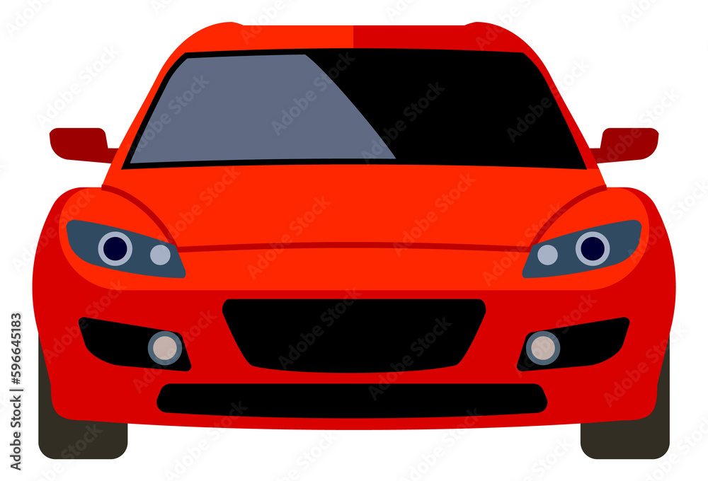 Red sport car front view. Cartoon auto icon Red sport car front view. Cartoon auto icon