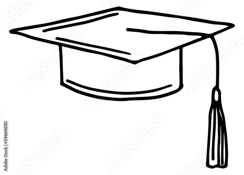Graduation cap icon. Student hat line symbol